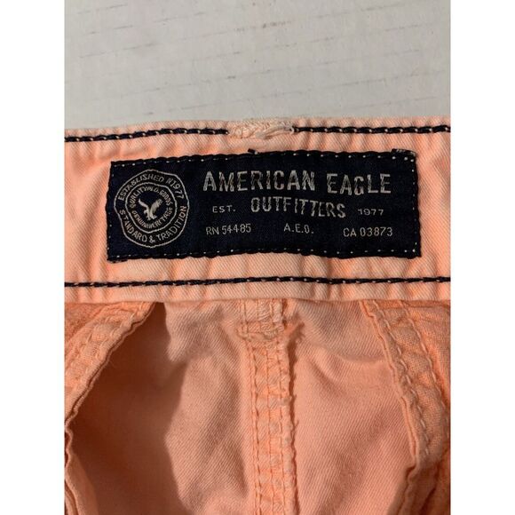 American Eagle Shorts Mens 32 Pink Peach Prep Fit Flat Front - Picture 10 of 13